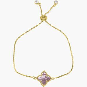 Adornia Four Point Mother of Pearl Flower Bolo Bracelet - NEW